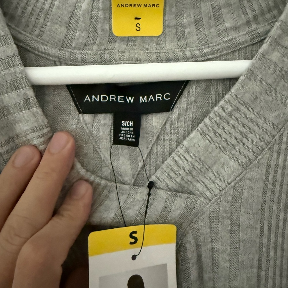 Andrew Marc Gray Ribbed Sweater